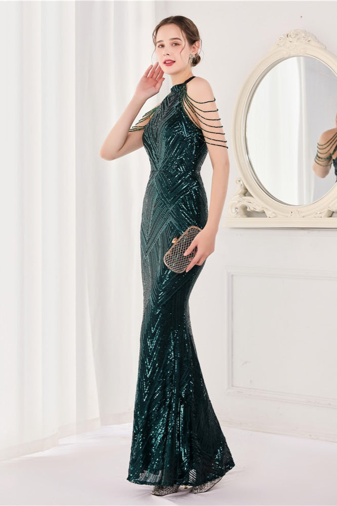 Sequin Halter Mermaid Maxi Dress 19
