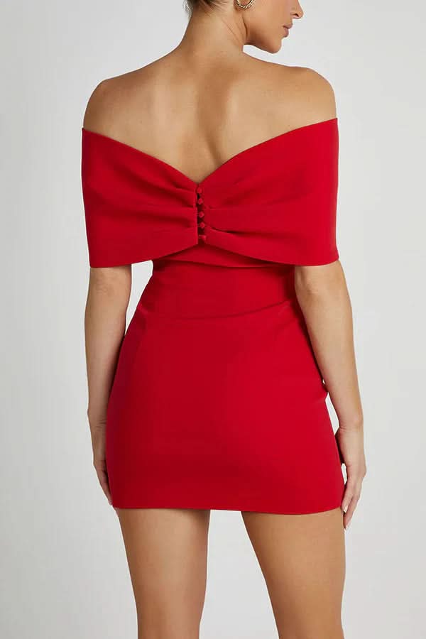 Off Shoulder Structured Bow Front Bodycon Mini Dress 3