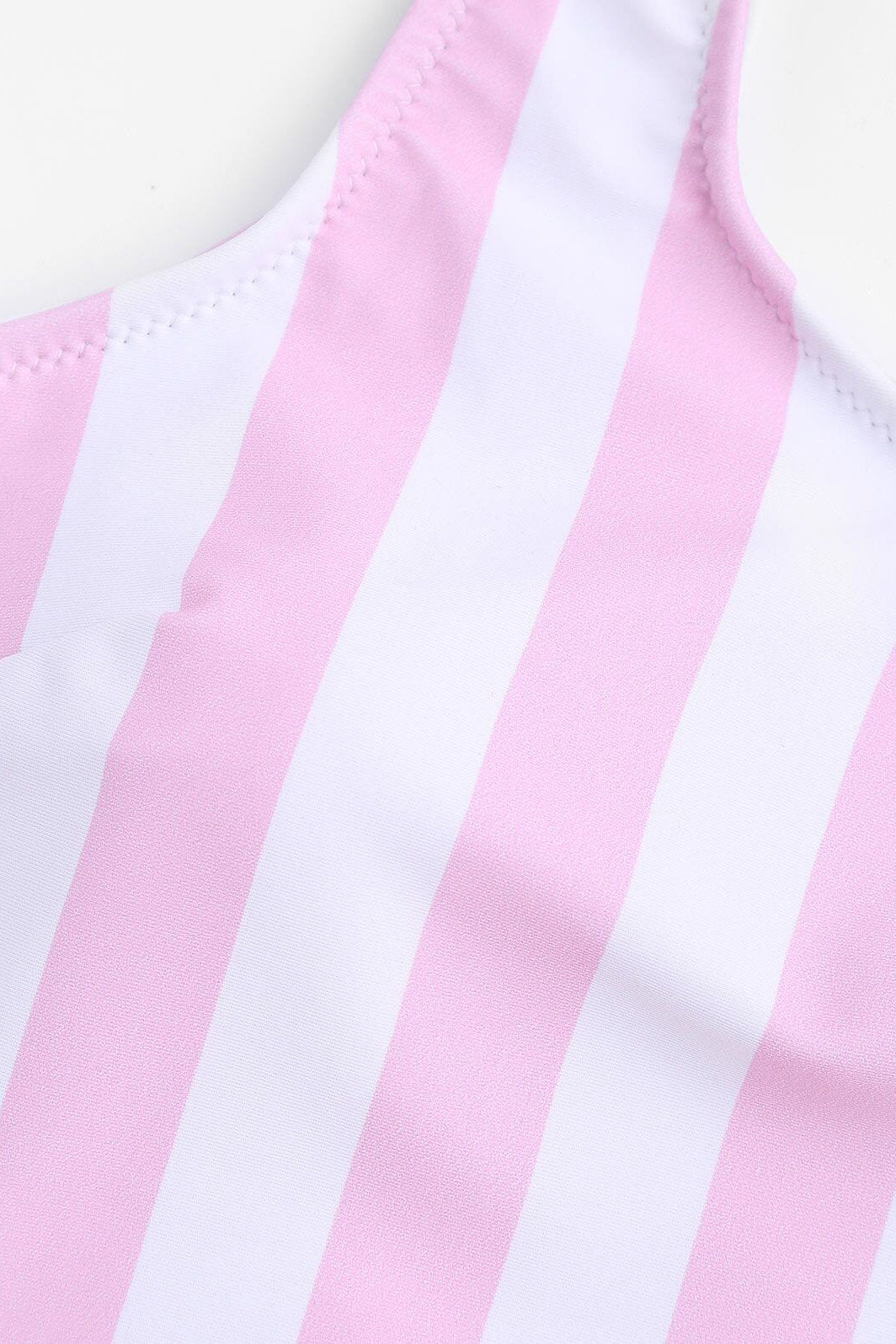 Pink Stripe Low Back Cute One Piece Swimsuit