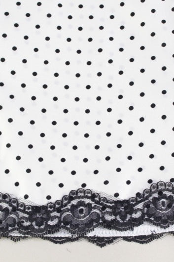 Polka Dot Halter Lace Trim Plunging V-Neck Scalloped Hem Mini Dress 4