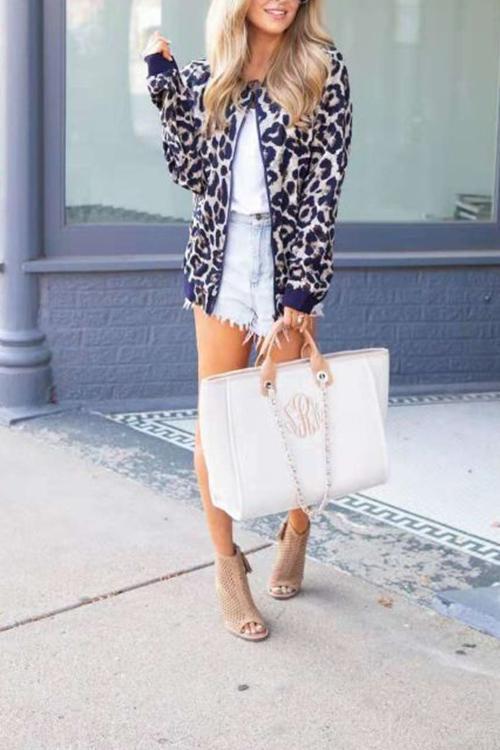 Fashion Gradient Leopard Coat