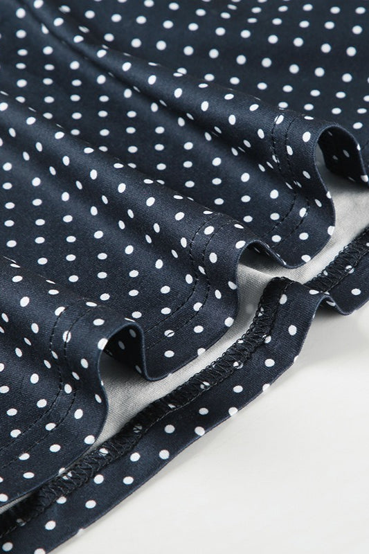 Blue Crew Neck Sleeveless Fit And Flare Polka Dot Mini Dress 3