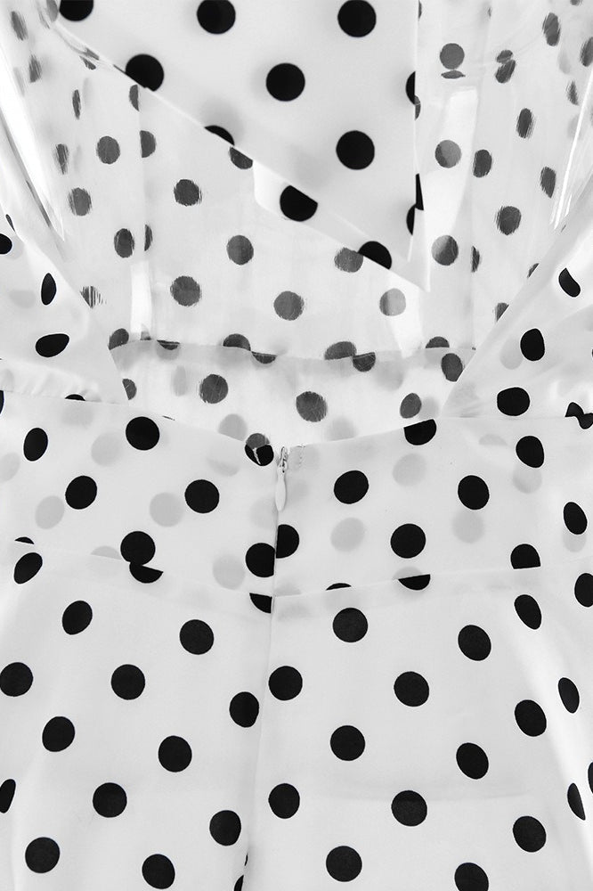White Halter Mock Neck Ruffle Shorts Polka Dot Romper 3