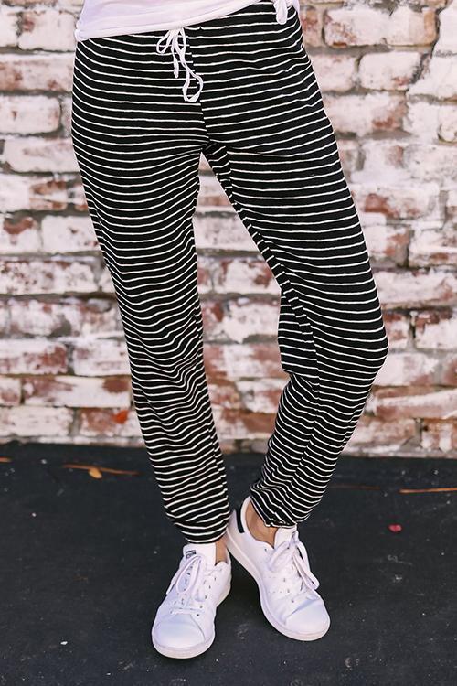 Lace-up Striped Drawstring Pants