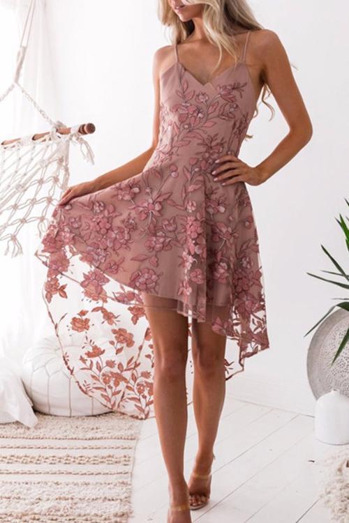 Sexy Lace Patchwork Mid Calf Dress