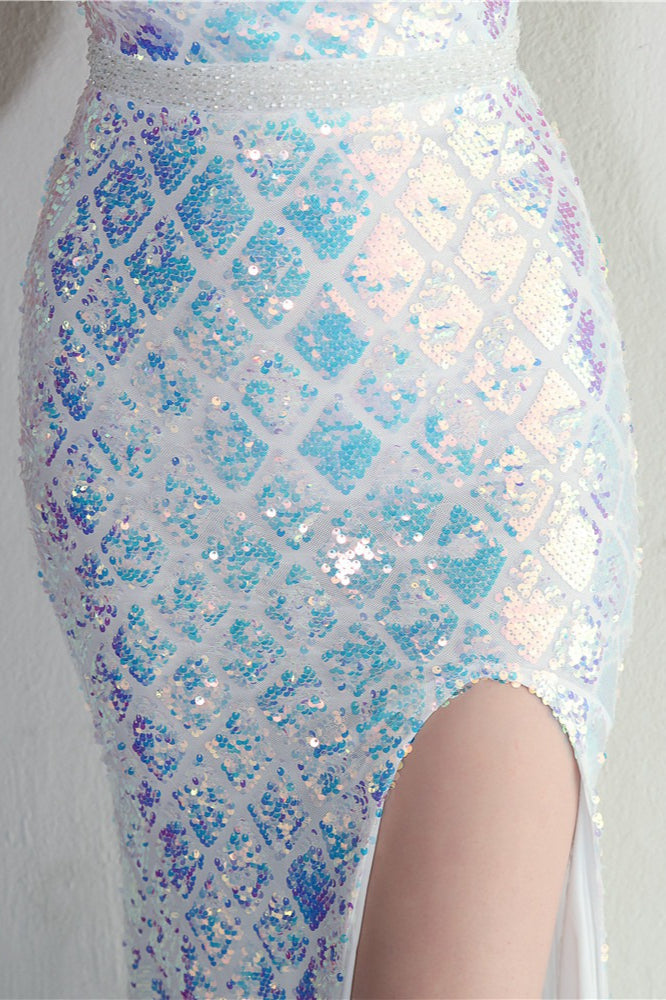 Iridescent Sequin Slit Bodycon Maxi Dress 18
