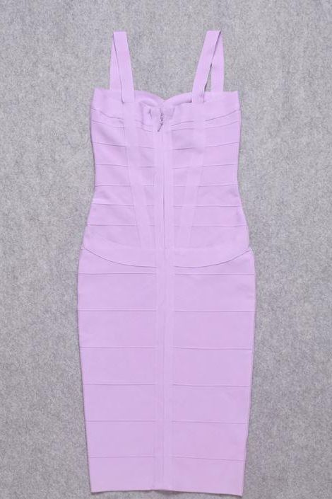 Violet Purple Sweetheart Criss Cross Waist Bandage Bodycon Midi Dress 13