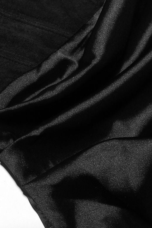 Classic Black Faux Two-Piece Strapless Corset Bustier Satin Ruched Wrap Maxi Dress 9