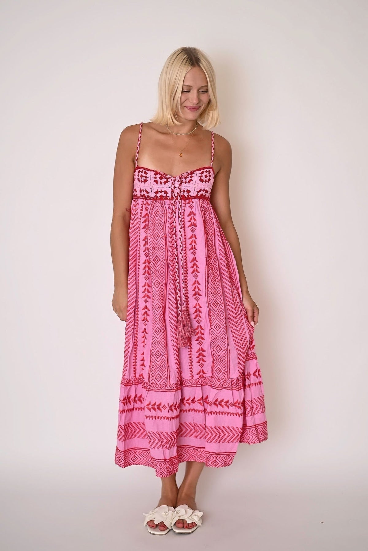 Spaghetti Strap Tiered Ruffle Column Maxi Gown