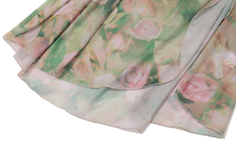 Floral Print Corset Bodice Halter Tie Ruched Waist Side Slit Maxi Dress 8