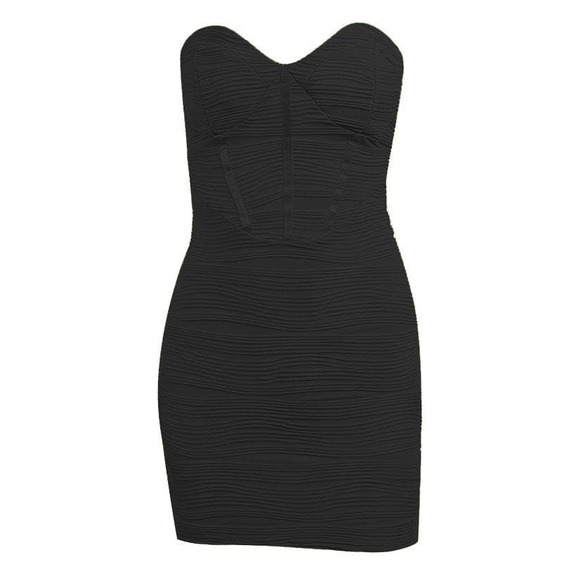 Strapless Sweetheart Neck Corset Boning Horizontal Ruched Bodycon Mini Dress 8