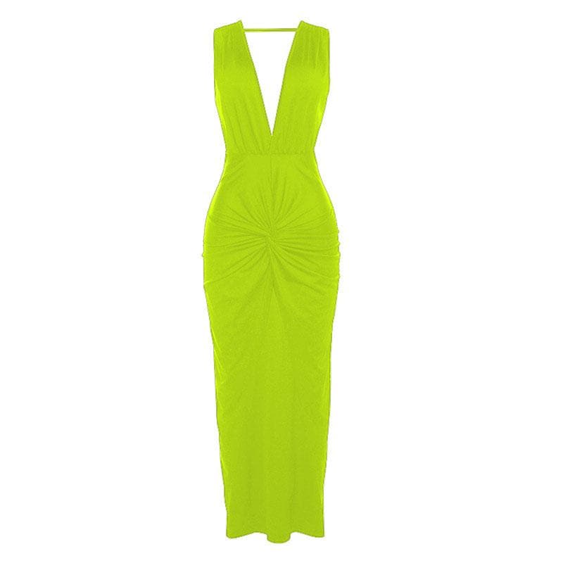 Wide Strap Side Cutout Back Tie Backless Maxi Dress 10