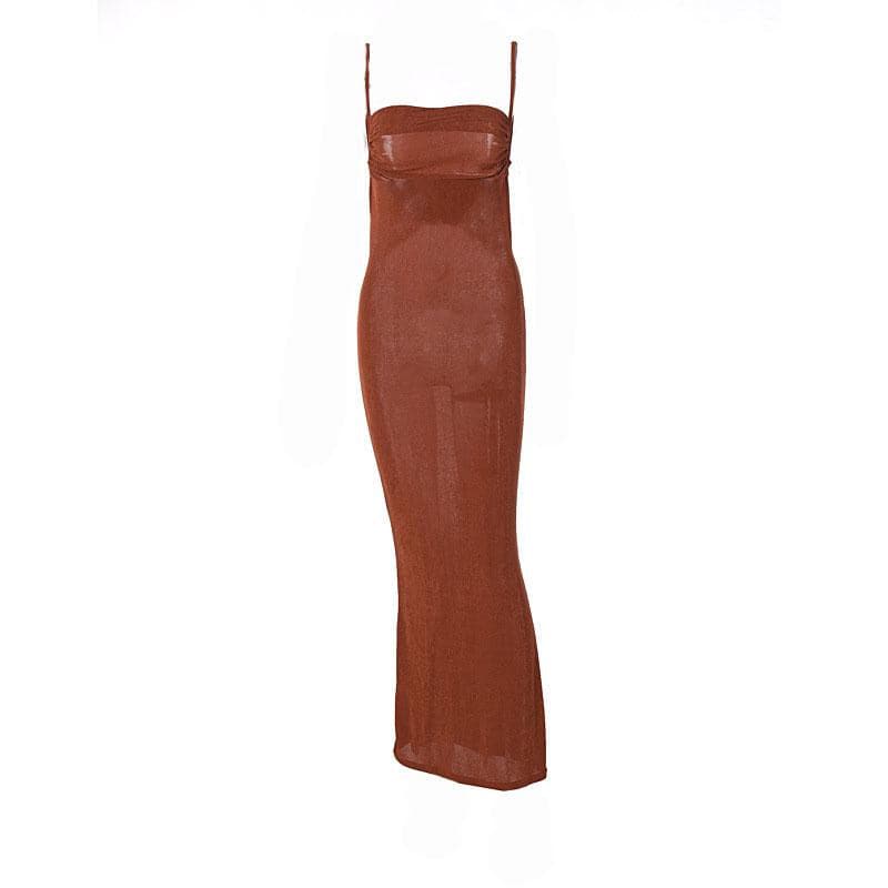 Square Neck Ruched Self Tie Backless Sleeveless Midi Dress 8