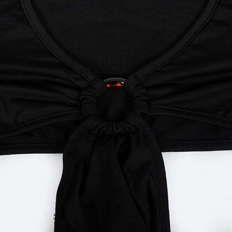 O-Ring Waist Cutout Deep V-Neck Long Sleeve Maxi Dress 6