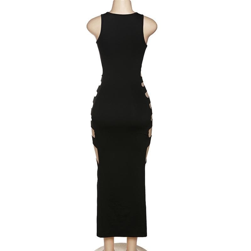 Scoop Neck Sleeveless Side Cutout Hollow Out Bodycon Maxi Dress 5
