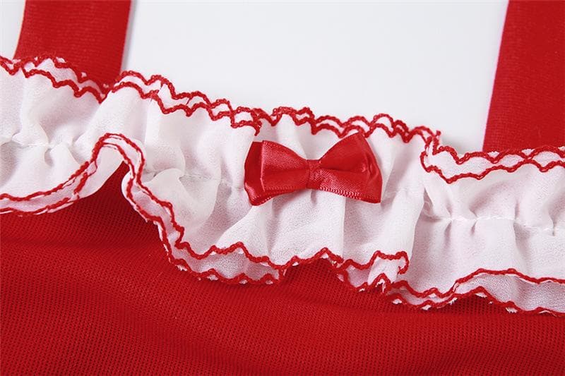 Ruffle Trim Tube Halter Glove Sleeve Irregular Slit Mini Dress 5