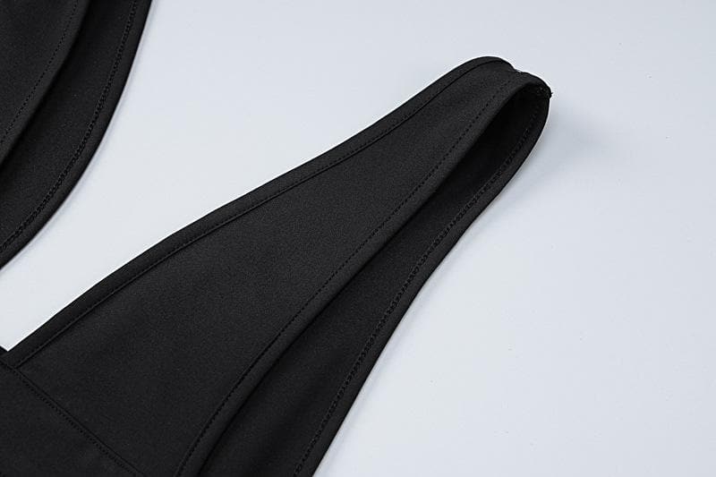 Wide Strap Deep Plunge Oval Cutout Bodycon Column Maxi Dress 5