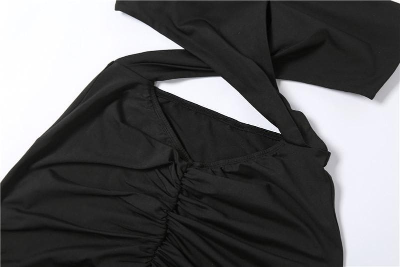 Hooded Sweetheart Criss Cross Midriff Cutout Ruched Bodycon Maxi Dress 4