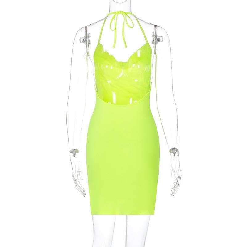 Halter Cowl Neck Tie Back Bodycon Mini Dress 4