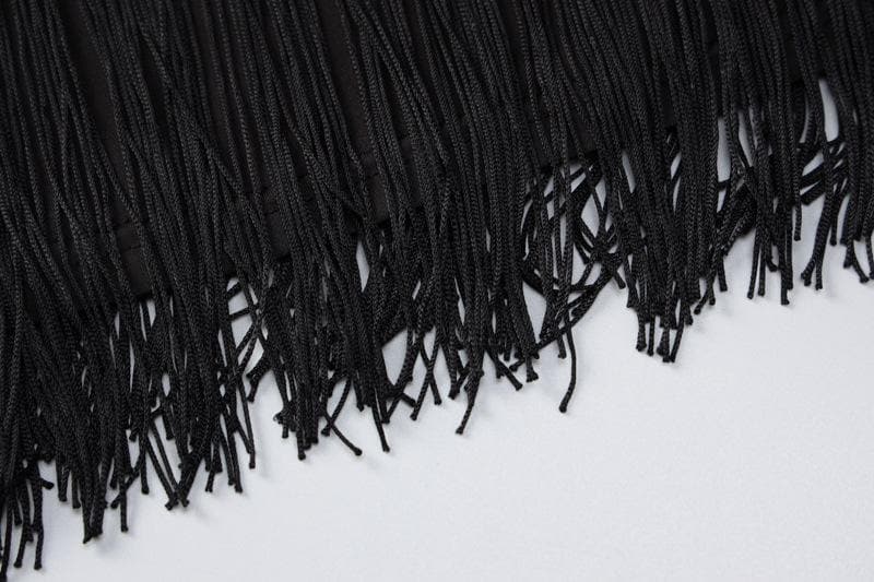 Square Neck Spaghetti Strap Tiered Fringe Flapper Mini Dress 5