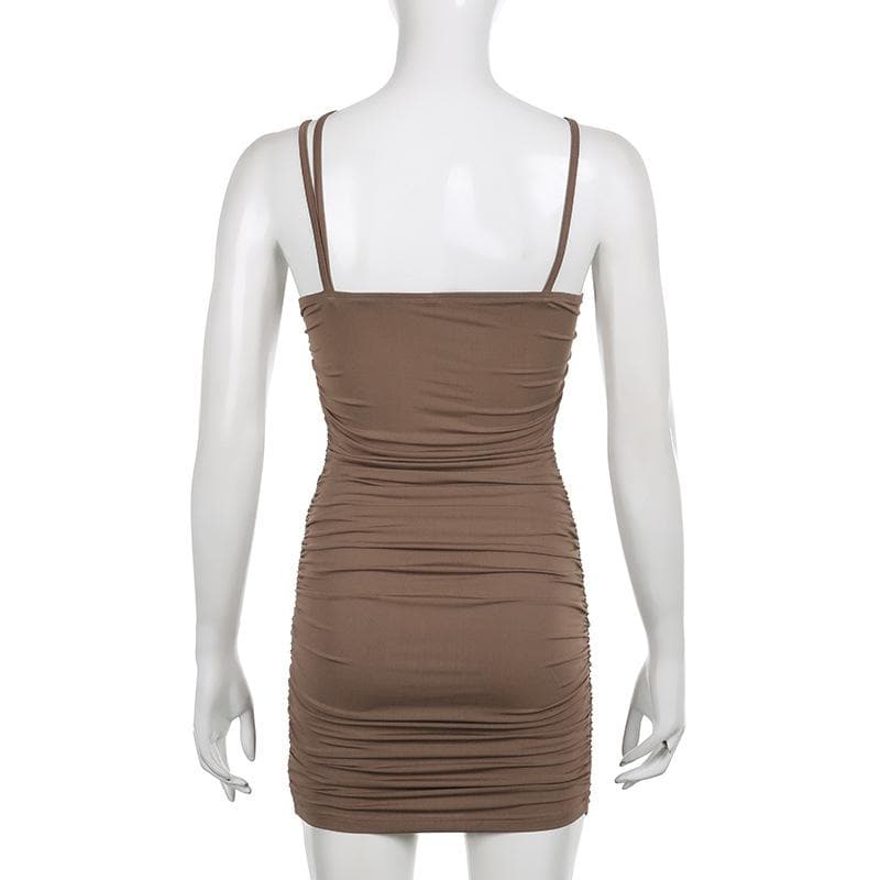 Chain Link Strap Ruched Asymmetric Bodycon Mini Dress 4