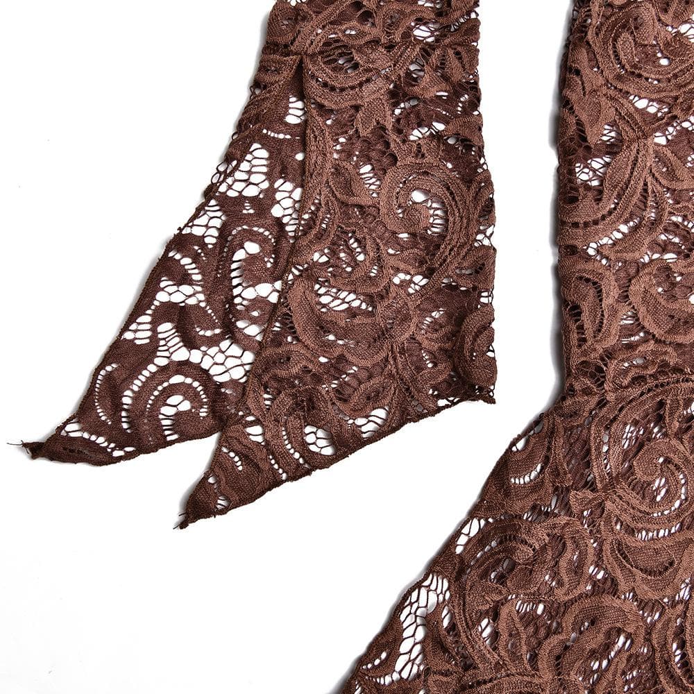 Floral Lace Bell Sleeve Handkerchief Hem V-Neck Mini Dress 10