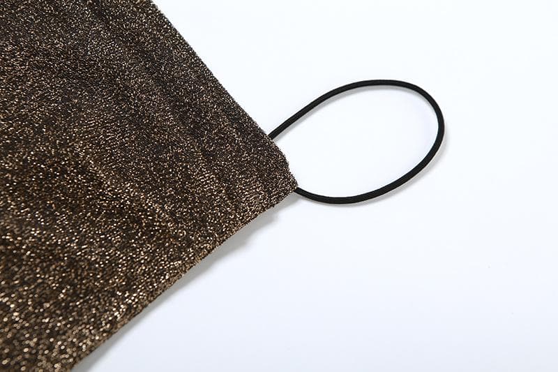 Spaghetti Strap Cowl Neck Glitter Metallic Backless Maxi Dress 8