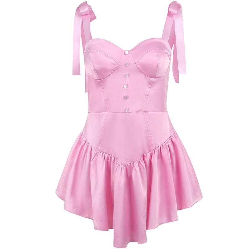 Sweetheart Neck Zip Front Corset Lace-Up Mini Dress 3