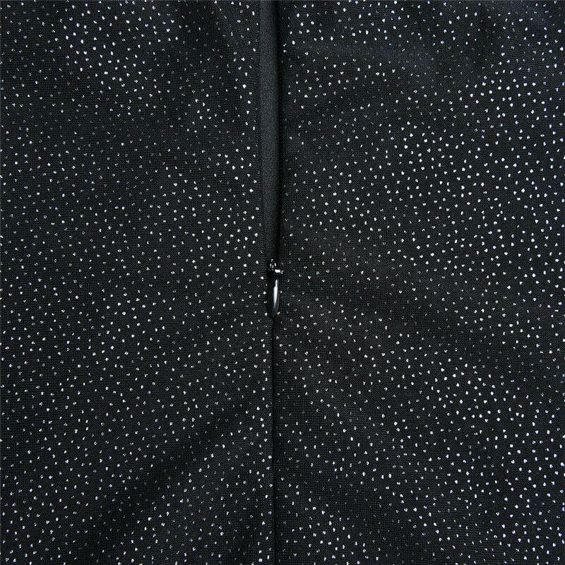 Sweetheart Neck Spaghetti Strap Glitter Side Slit Mesh Glove Mini Dress 8