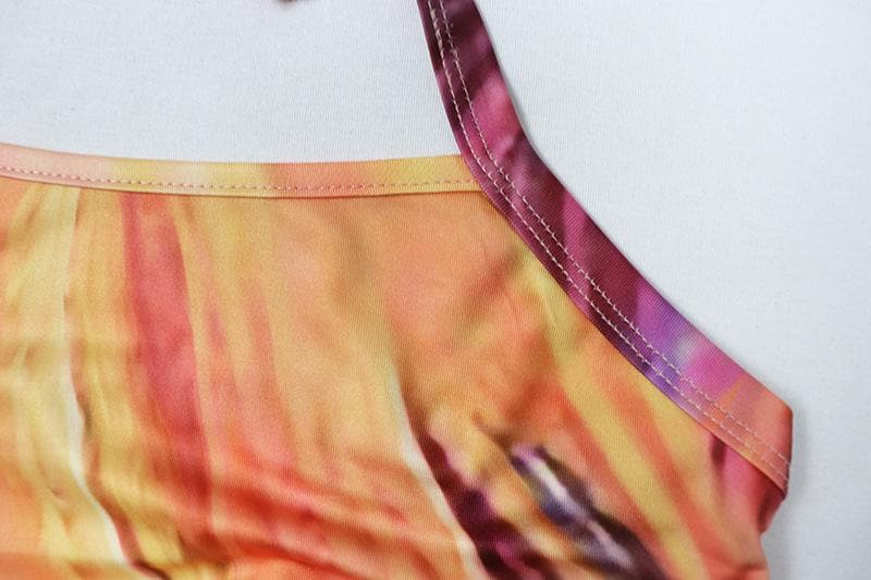 Abstract Marble Print Halter Ruched Bodycon Mini Dress 6