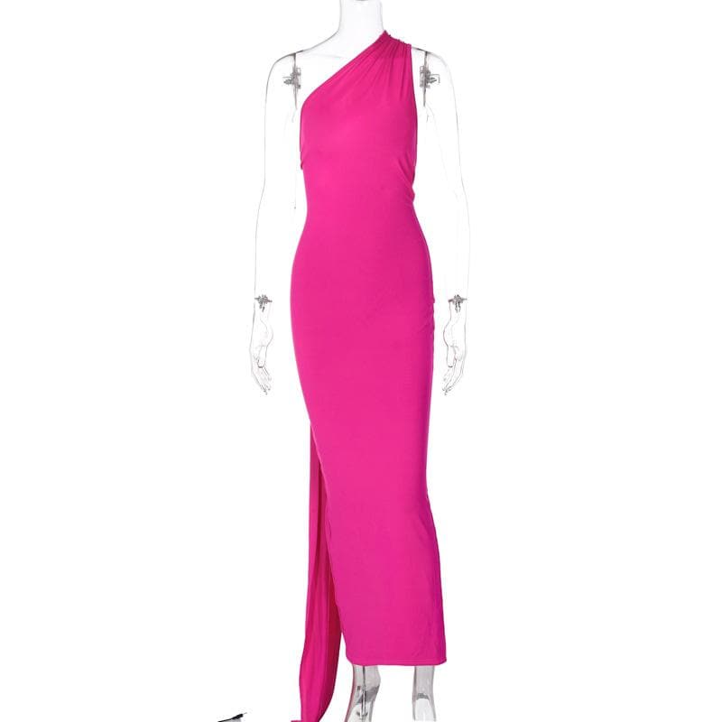 Halter Gathered Neck Bodycon Column Maxi Dress 3