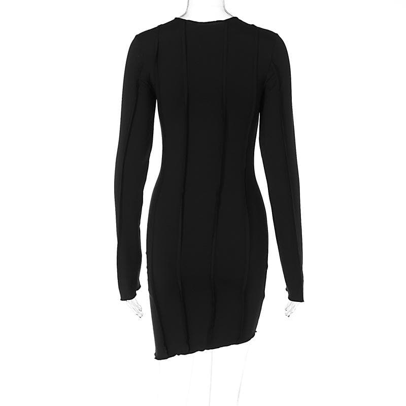 Stitch Crewneck Exposed Seam Long Sleeve Mini Dress 4