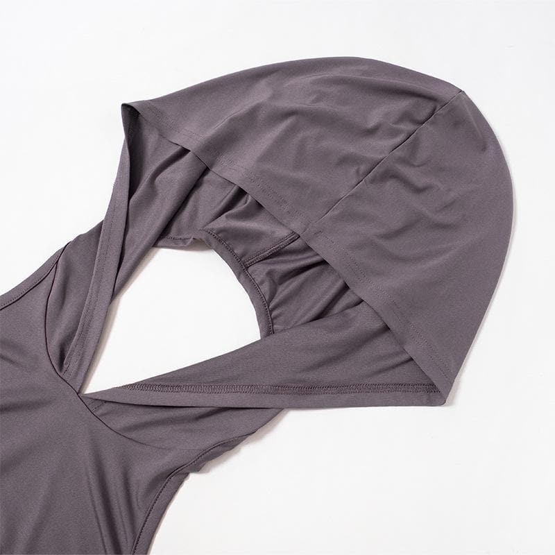 Hooded Cold Shoulder Ruched Long Sleeve Bodycon Mini Dress 6