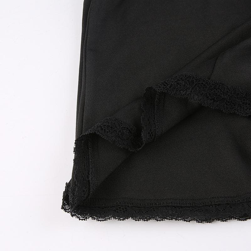 Sweetheart Lace Cup Bow Trim Front Slit Lace Panel Cami Mini Dress 8