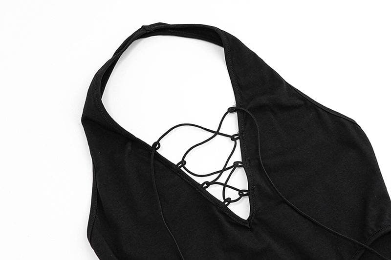 Halter Lace Up Chest Drawstring Side Ruched Arm Warmer Mini Dress Set 3
