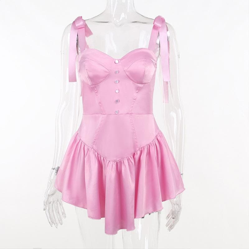 Sweetheart Neck Zip Front Corset Lace-Up Mini Dress 4