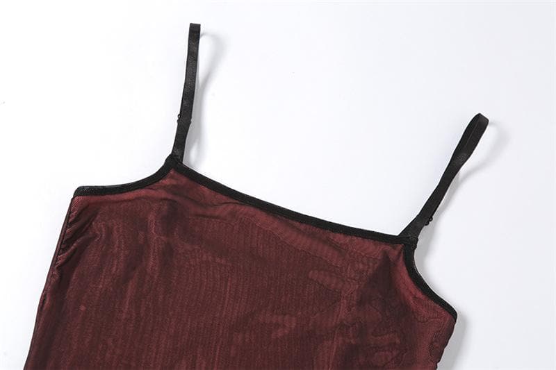 Square Neck Spaghetti Strap Ribbed Knit Side Slit Bodycon Mini Dress 5