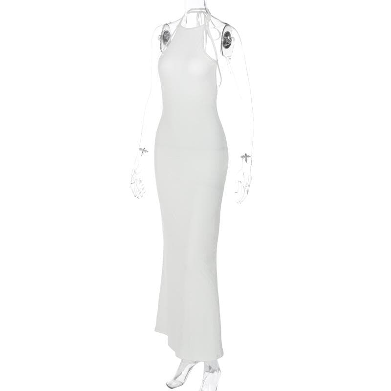 Halter Double Strap Shoulder Cutout Bodycon Maxi Dress 3