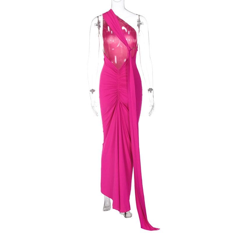 Halter Gathered Neck Bodycon Column Maxi Dress 5