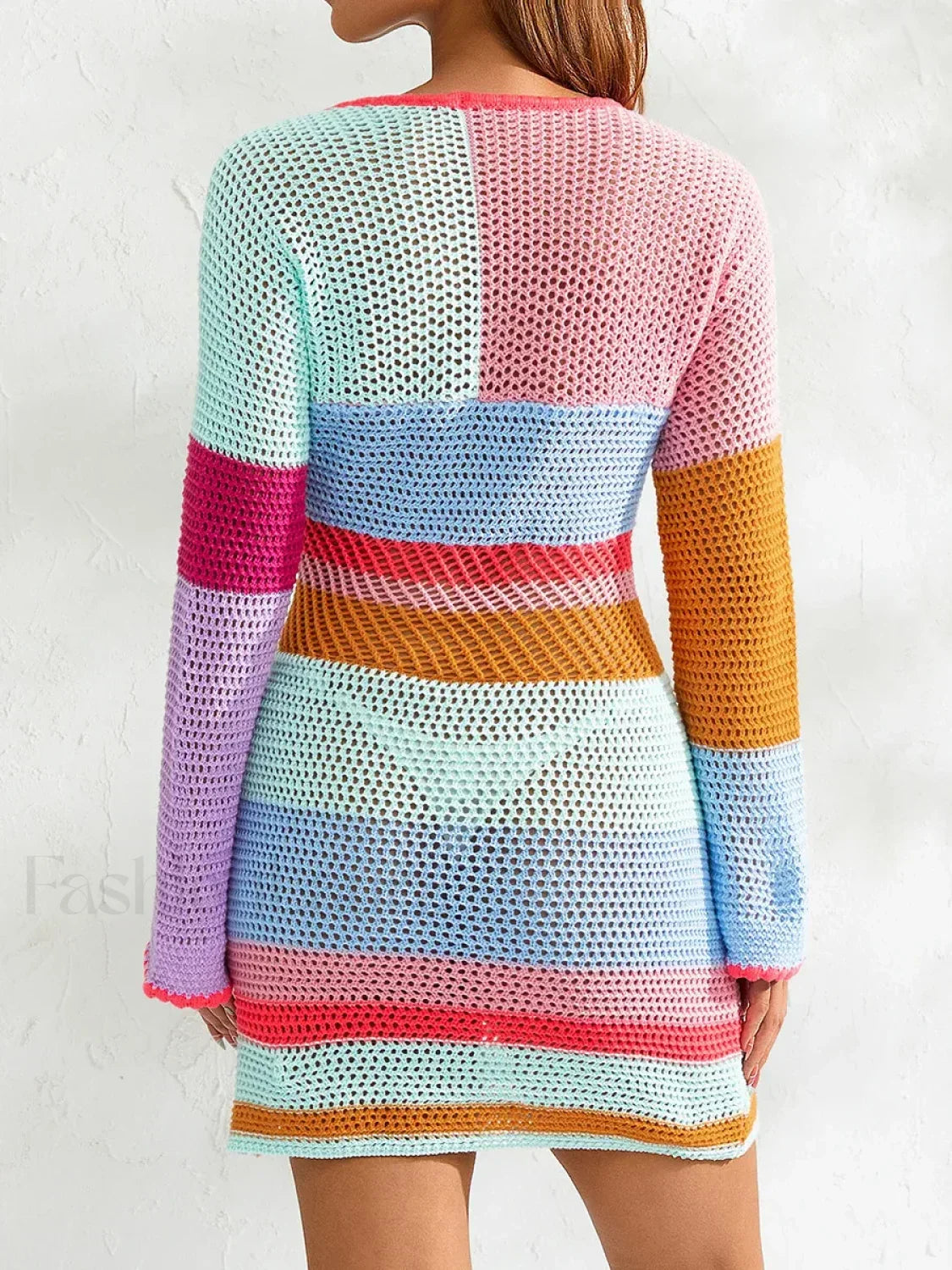 Knitted Cutout Stripe Mini Dress 2