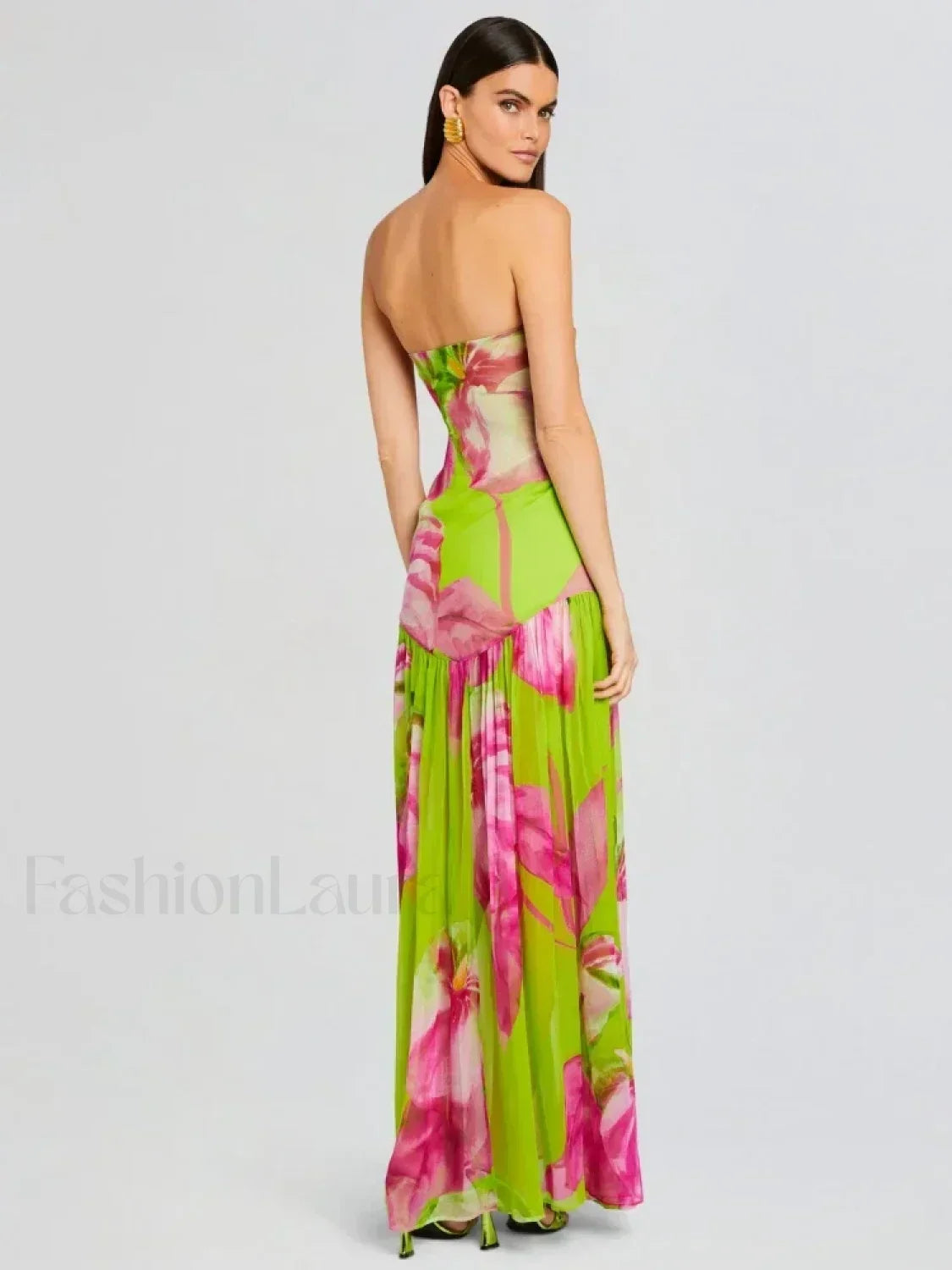 Mesh Slit Colorful Maxi Dress 7