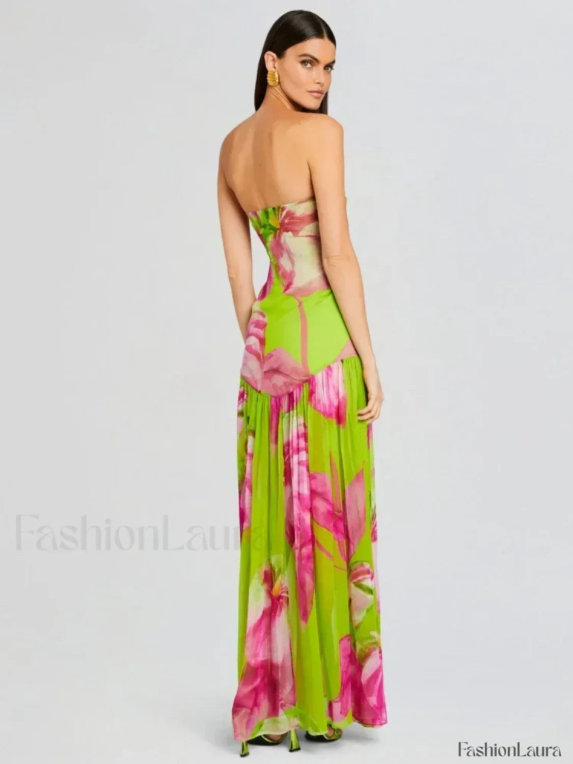 Mesh Slit Colorful Maxi Dress 14