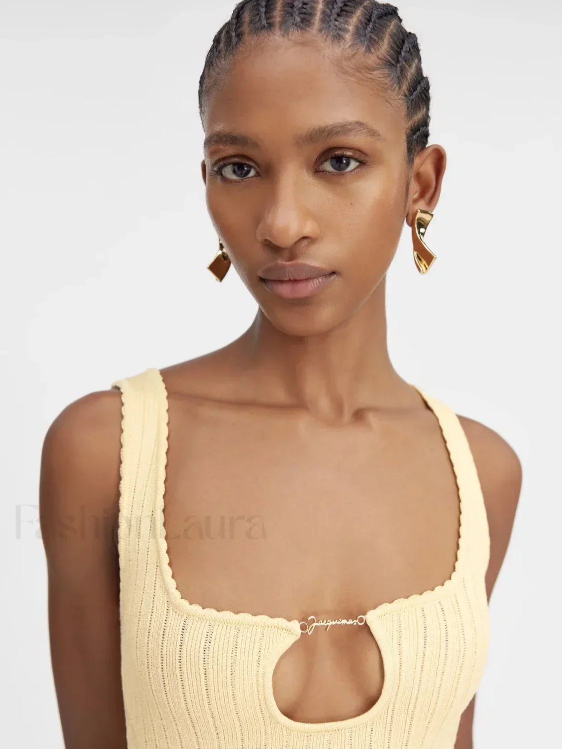 Yellow Knit Mini Dress 4