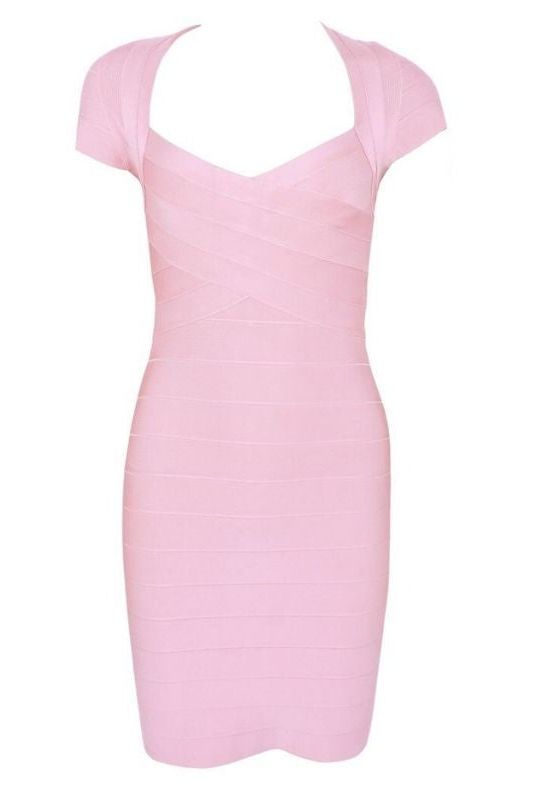 Dusty Pink Sweetheart Cap Sleeve Bandage Bodycon Mini Dress 2