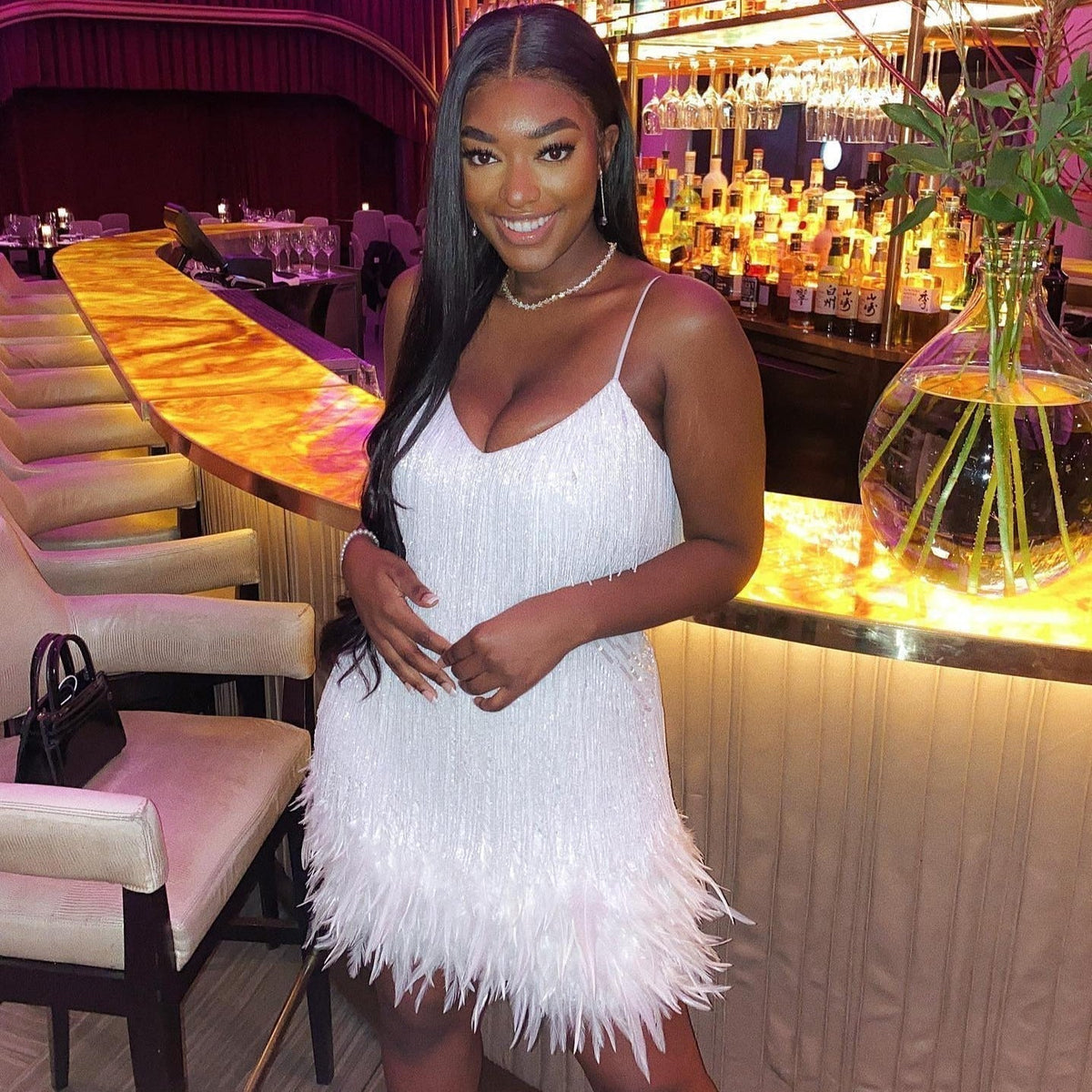 Strapless Sequin Fringe Hem Mini Dress 16
