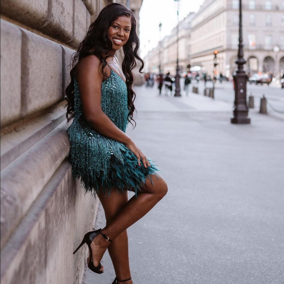 Strapless Sequin Fringe Hem Mini Dress 6