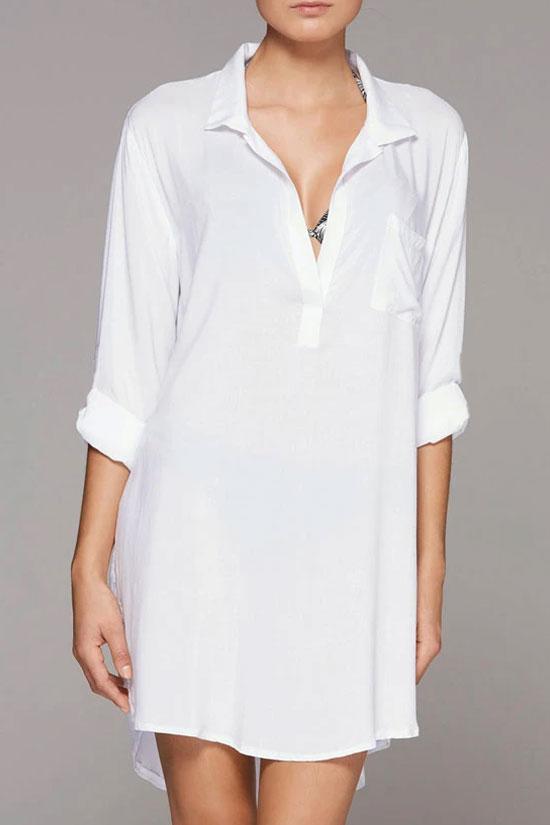Oversize Split Sides Sleeved Tunic Cover Up Blouse
