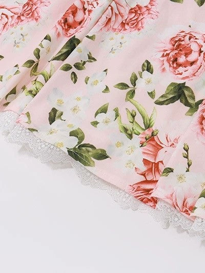 Sweetheart Lace Trim Spaghetti Strap Tiered Floral Maxi Dress 8