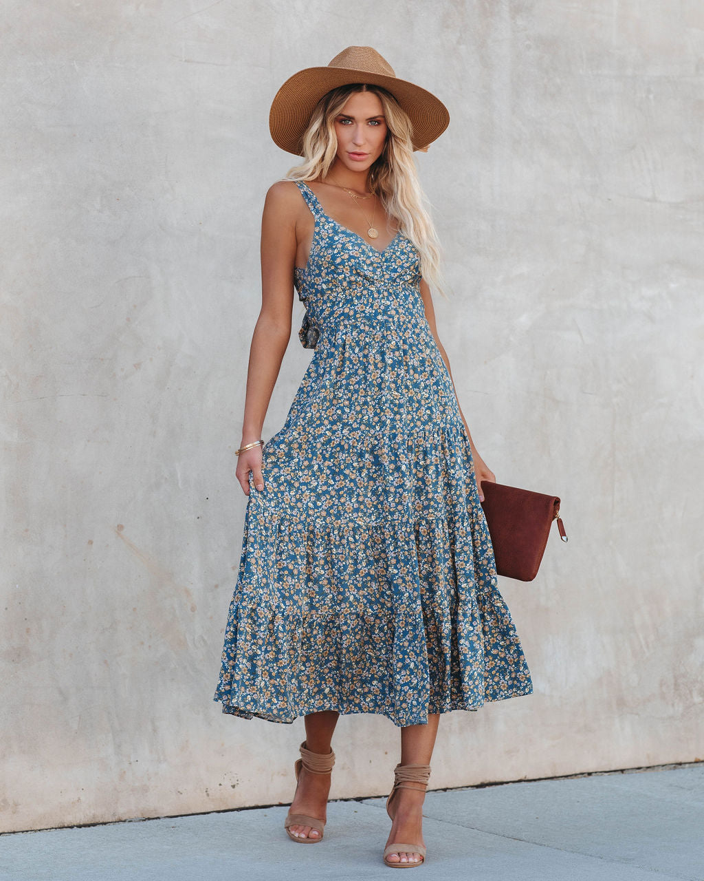 Floral Tie Back Midi Dress 5