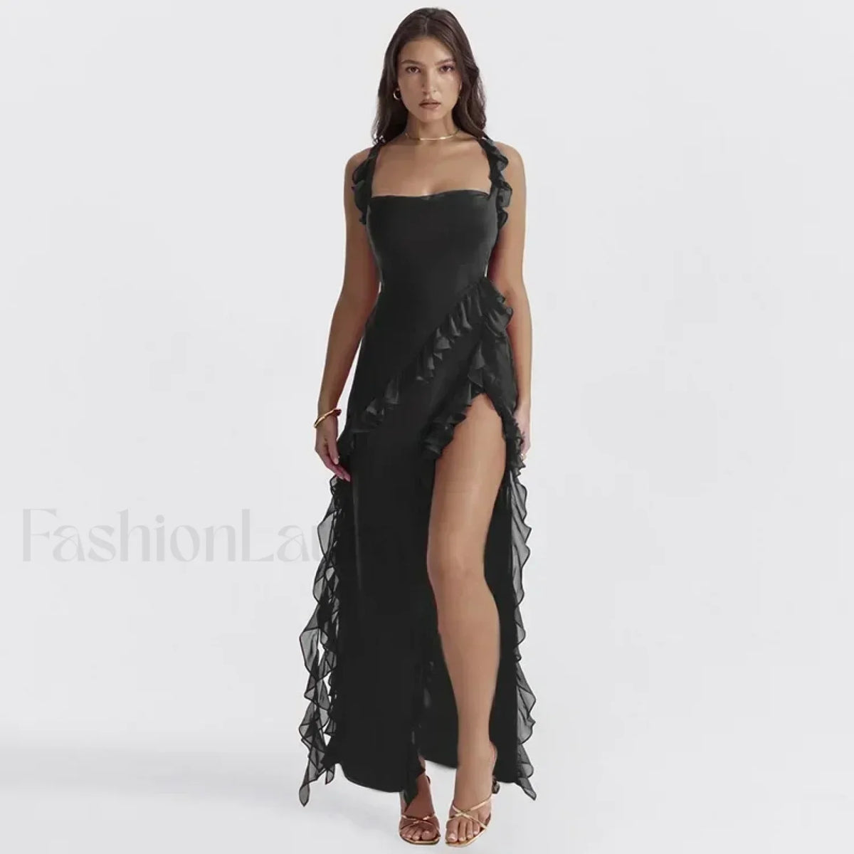 Ruffled Thigh-split Midi Dress 8